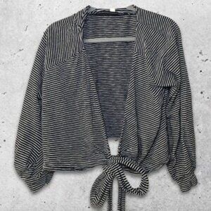 Whistles Blouse Tie-Front Design Breathable Fabric‎ Stripes Navy/White Women's M
